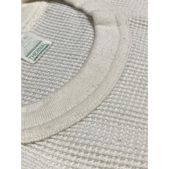 Vintage Thermal Shirt Men’s Medium Ivory Long Sleeve - Picture 8 of 10
